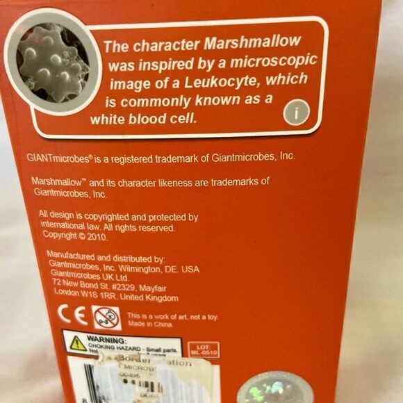 Giant Microbes Drew Oliver Marshmallow Vinyl Figure NIB New in Packaging Science - Picture 7 of 7
